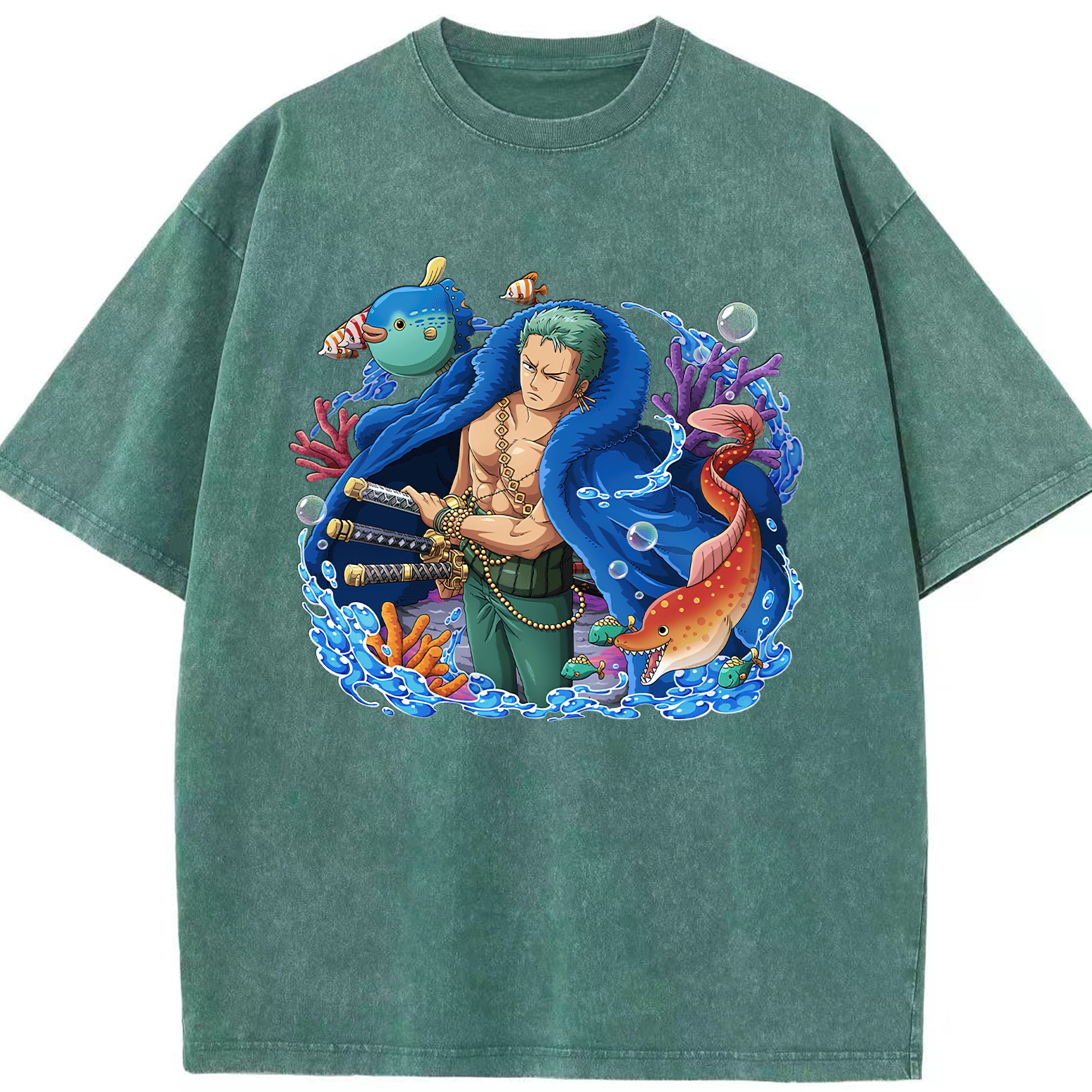 ワンピース ロロノア・ゾロ ONE PIECE Roronoa Zoro 綿100% ヴィンテージ風 半袖Tシャツ（フロントプリント）